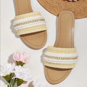 Faux Pearl Decor Braided Slide Sandals